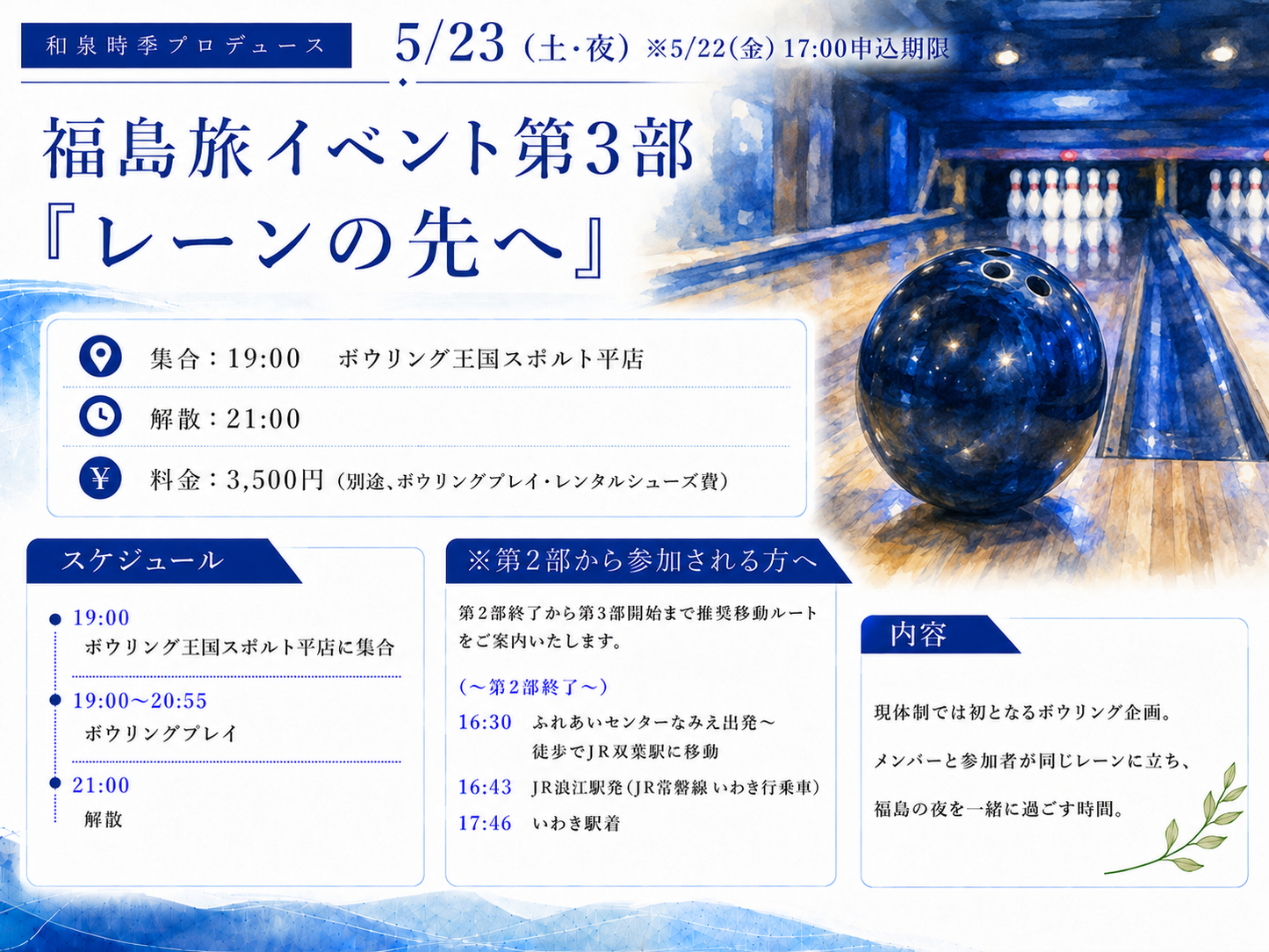 5/23(土・夜)福島旅イベント第3部「レーンの先へ」宿題チェキ/宿題録音チェキ