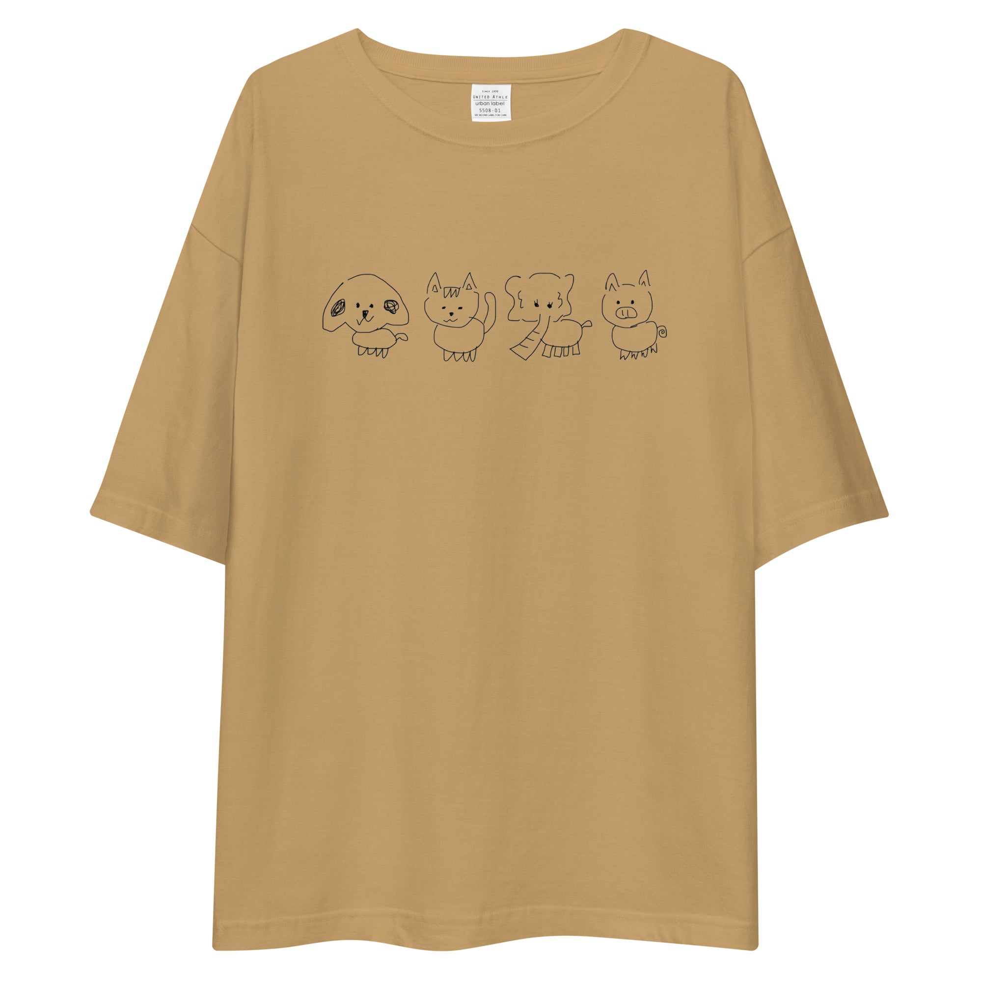 ワン・ニャン・パオ・ブゥ」ビッグシルエットTシャツ – 水槽とクレマチス